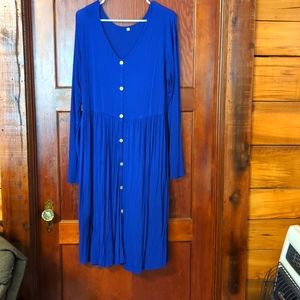 Blue Cotton 2xl dress with buttons all the way down